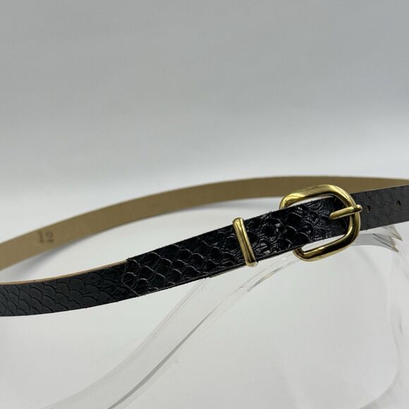 Women Gold Buckle Snakeskin Pattern Dress Belt Slim Wide Size 12 - Picture 12 of 15